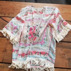 Floral Open-Front Tunic Kimono